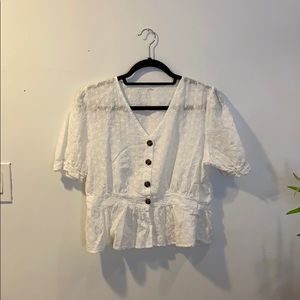 White eyelet crop top